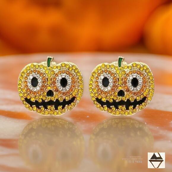 Molliwater Jewelry - Retro Rhinestone Pumpkin‎ Earrings